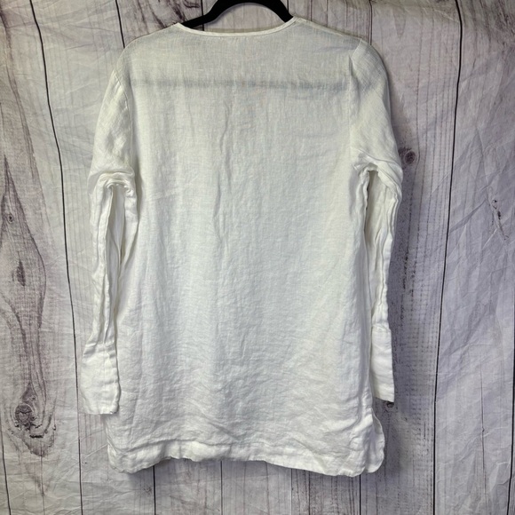 Saks Fifth Avenue Lightweight Long Sleeve 100% Linen Blouse Medium - Picture 4 of 5